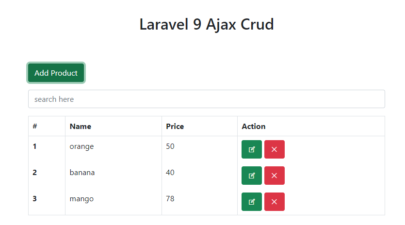 Laravel Ajax Application