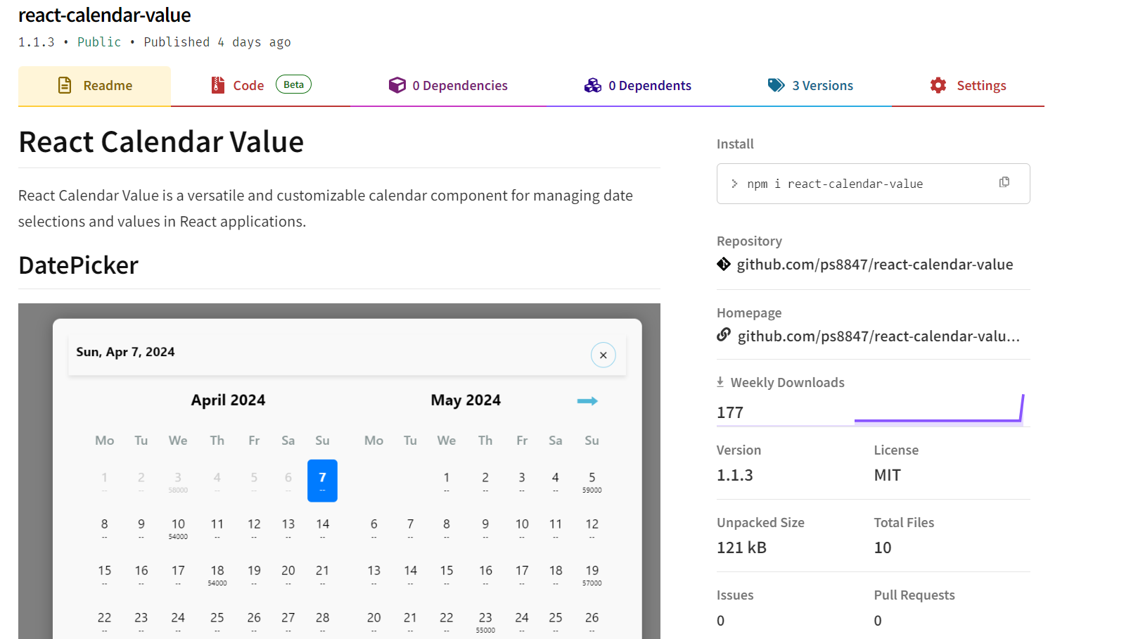 React-Calendar-Value
